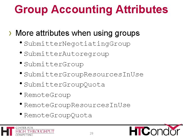 Group Accounting Attributes › More attributes when using groups h. Submitter. Negotiating. Group h.