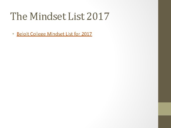 The Mindset List 2017 • Beloit College Mindset List for 2017 