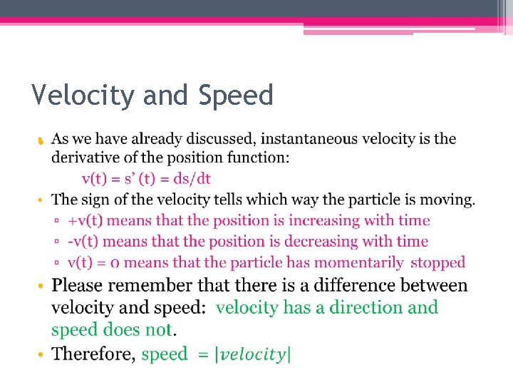 Velocity and Speed • 