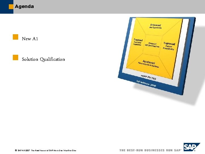 Agenda n New A 1 n Solution Qualification ã SAP AG 2007, The New Agenda n New A 1 n Solution Qualification ã SAP AG 2007, The New
