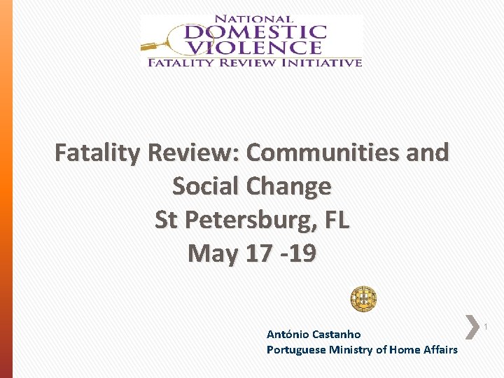 Fatality Review: Communities and Social Change St Petersburg, FL May 17 -19 António Castanho