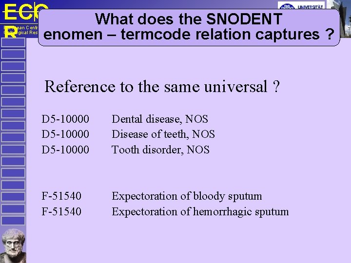 ECO What does the SNODENT R enomen – termcode relation captures ? European Centre