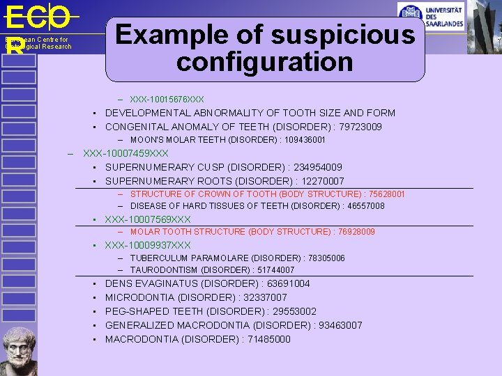 ECO R Example of suspicious configuration European Centre for Ontological Research – XXX-10015676 XXX