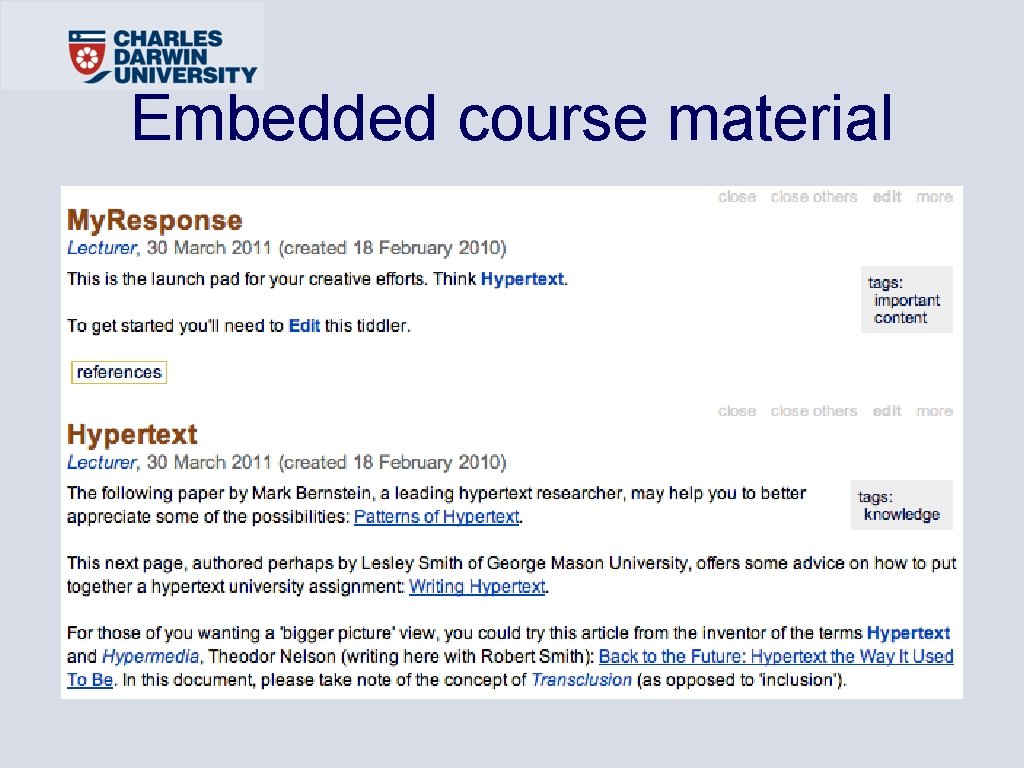 Embedded course material 