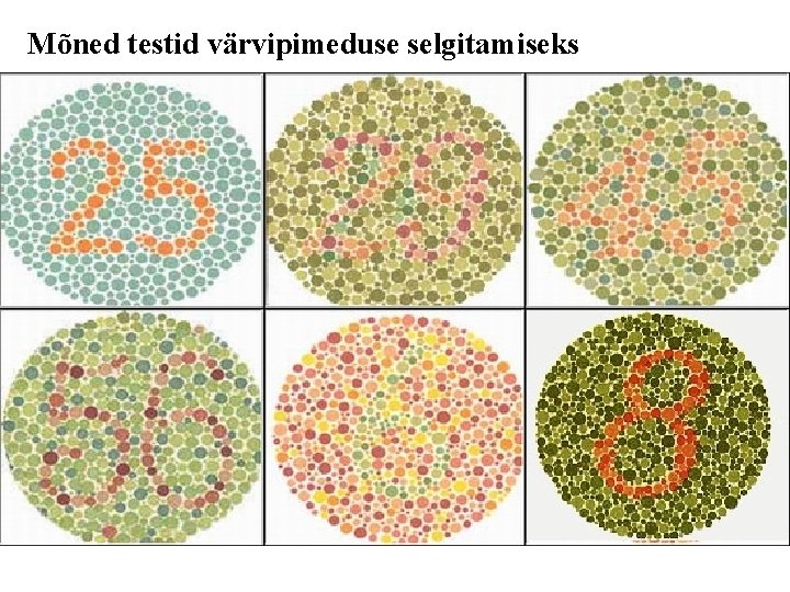 Mõned testid värvipimeduse selgitamiseks Mõned testid värvipimeduse selgitamiseks