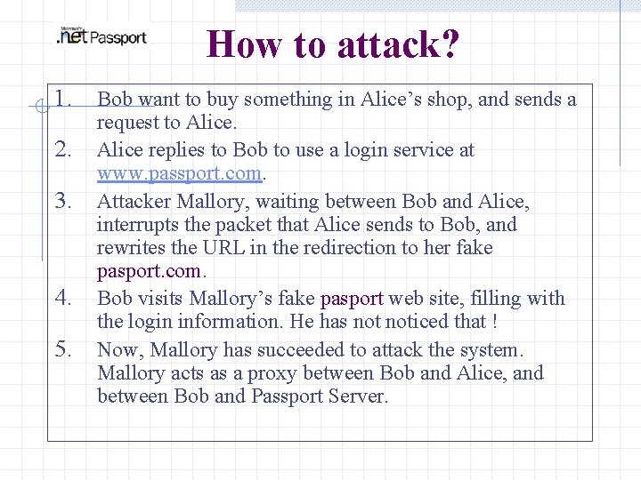  How to attack? 1. 2. 3. 4. 5. Bob want to buy something