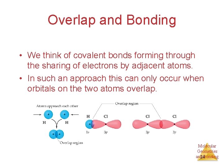 Overlap and Bonding • We think of covalent bonds forming through the sharing of