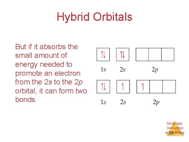 Hybrid Orbitals But if it absorbs the small amount of energy needed to promote