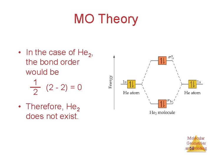 MO Theory • In the case of He 2, the bond order would be