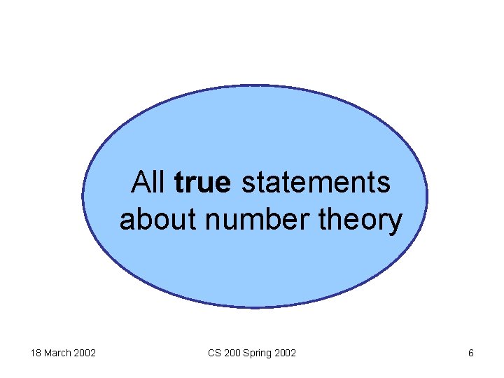 All true statements about number theory 18 March 2002 CS 200 Spring 2002 6