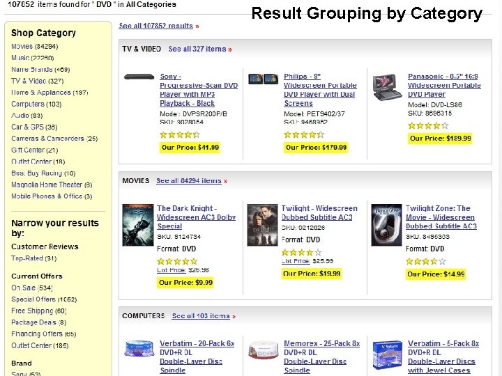 Result Grouping by Category Field Collapse on Product Type 