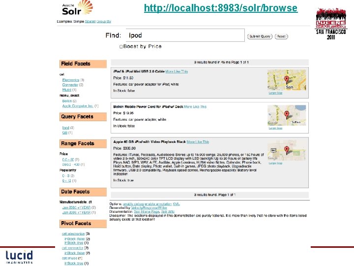 http: //localhost: 8983/solr/browse 