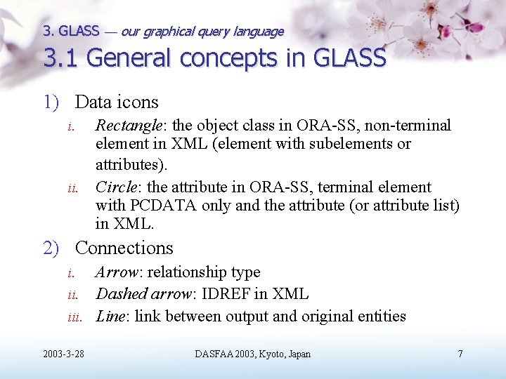 3. GLASS our graphical query language 3. 1 General concepts in GLASS 1) Data