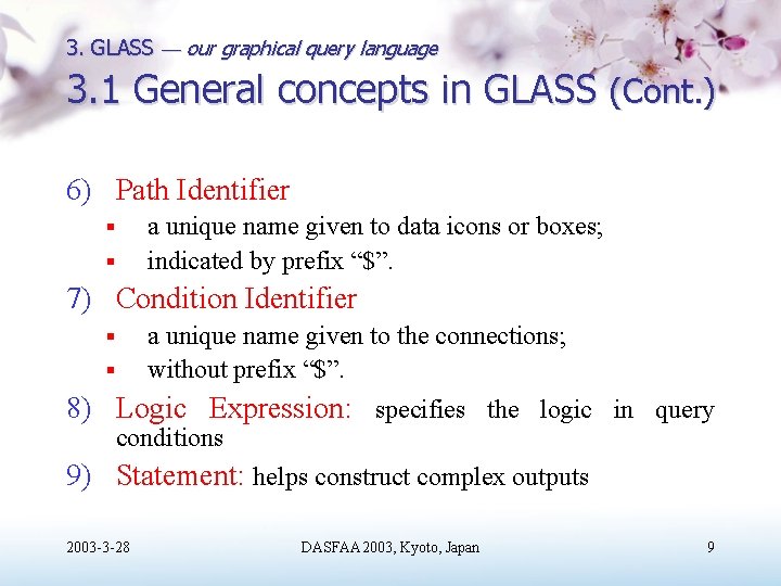3. GLASS our graphical query language 3. 1 General concepts in GLASS (Cont. )