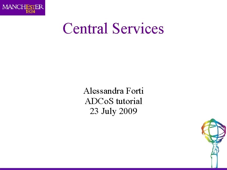 Central Services Alessandra Forti ADCo. S tutorial 23 July 2009 