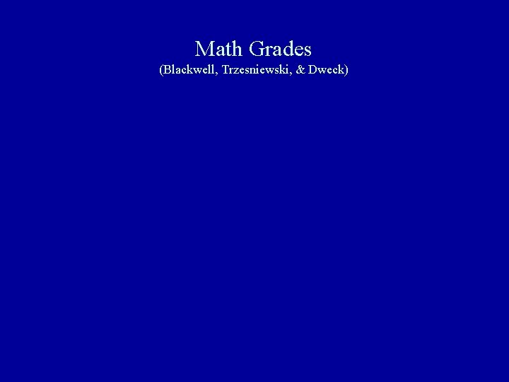 Math Grades (Blackwell, Trzesniewski, & Dweck) Math Grades (Blackwell, Trzesniewski, & Dweck)