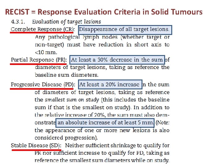 RECIST = Response Evaluation Criteria in Solid Tumours 