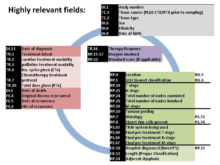 Highly relevant fields: DI. 11 TR. 2 TR. 3 TR. 6 TR. 7 TR.