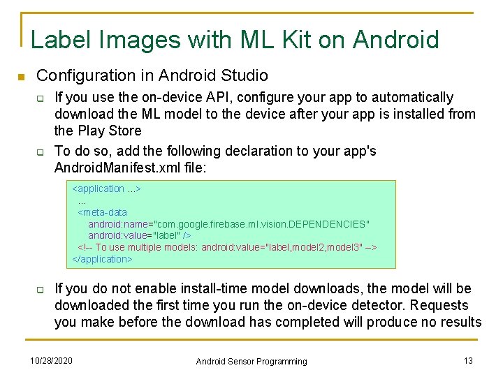 Label Images with ML Kit on Android n Configuration in Android Studio q q