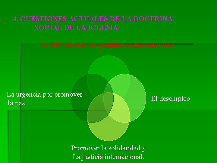 4. CUESTIONES ACTUALES DE LA DOCTRINA SOCIAL DE LA IGLESIA. La DSI aborda los