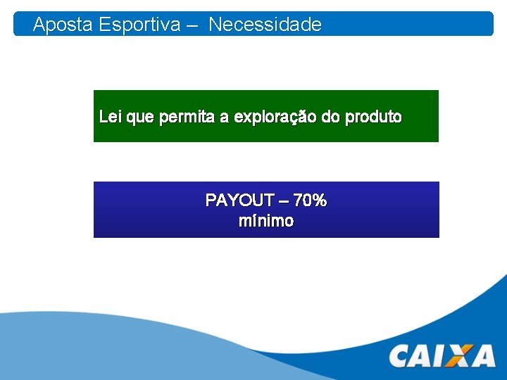 Aposta Esportiva – Necessidade Lei que permita a exploração do produto PAYOUT – 70%