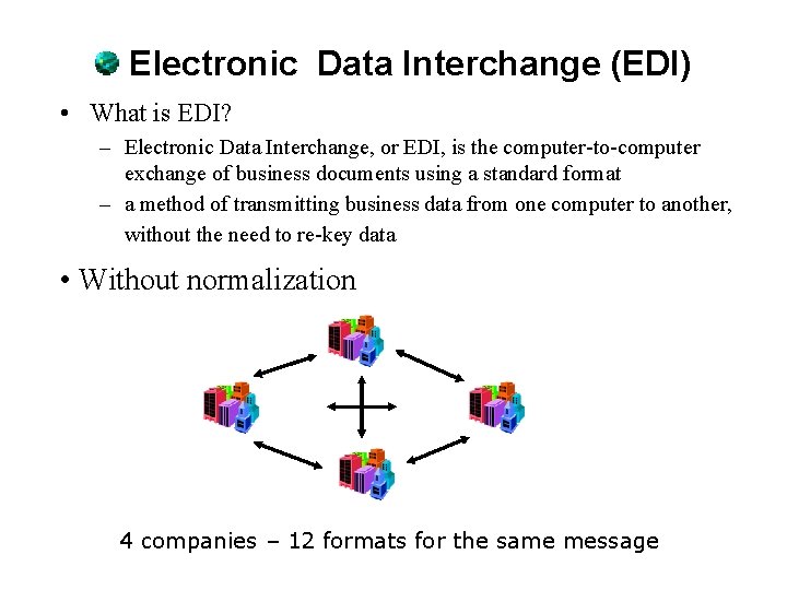 Electronic Data Interchange (EDI) • What is EDI? – Electronic Data Interchange, or EDI,