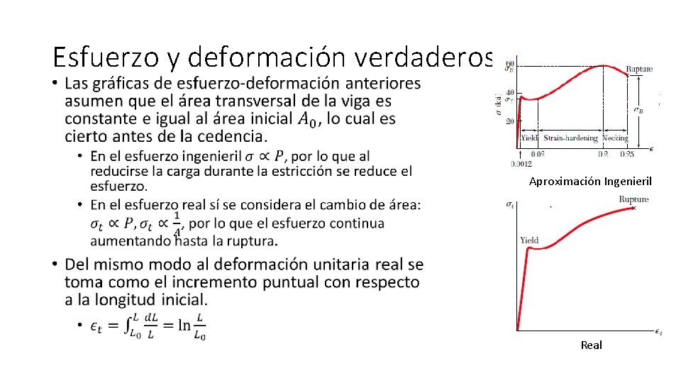 Esfuerzo y deformación verdaderos • Aproximación Ingenieril Real 