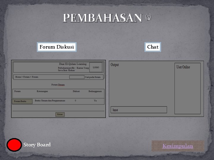 PEMBAHASAN (5) Forum Diskusi Story Board Chat Kesimpulan 