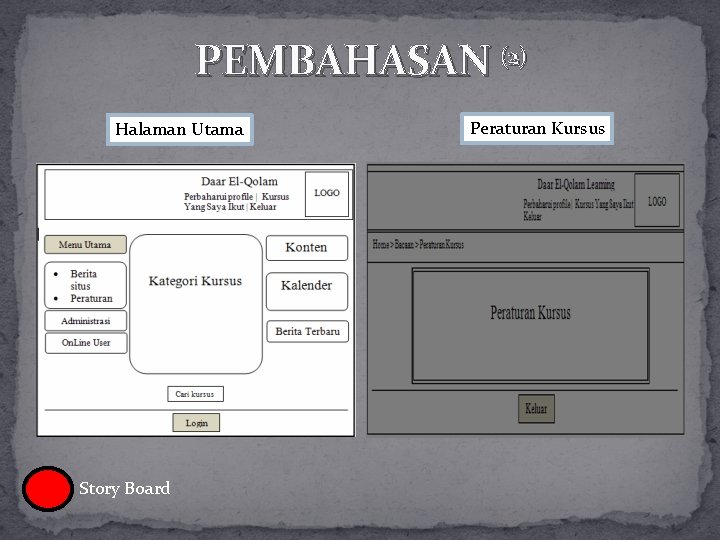 PEMBAHASAN (2) Halaman Utama Story Board Peraturan Kursus 