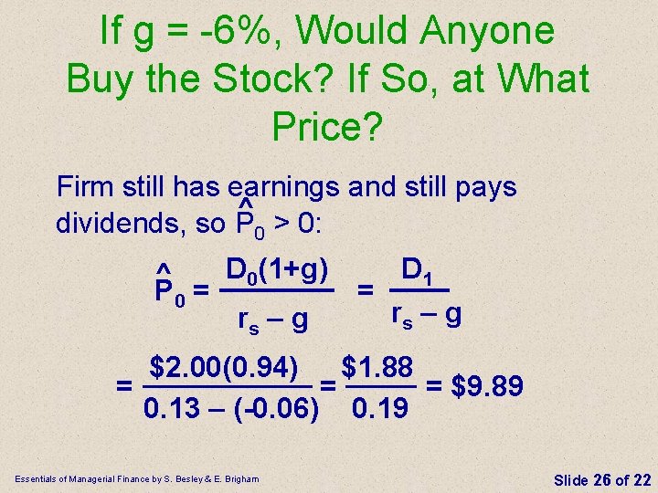 If g = -6%, Would Anyone Buy the Stock? If So, at What Price?