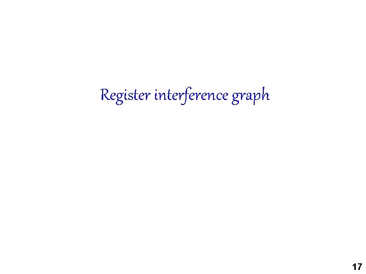 Register interference graph 17 