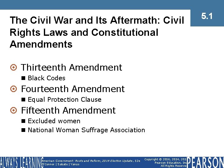 The Civil War and Its Aftermath: Civil Rights Laws and Constitutional Amendments ¤ Thirteenth