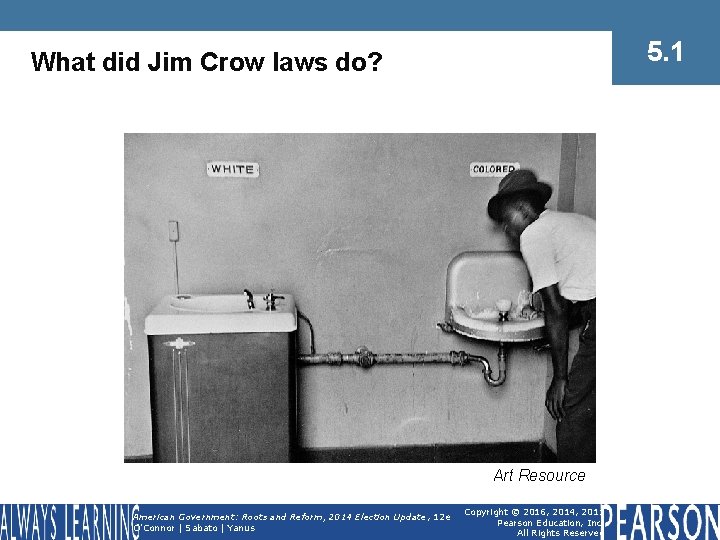 5. 1 What did Jim Crow laws do? Art Resource American Government: Roots and