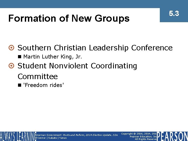 Formation of New Groups 5. 3 ¤ Southern Christian Leadership Conference n Martin Luther