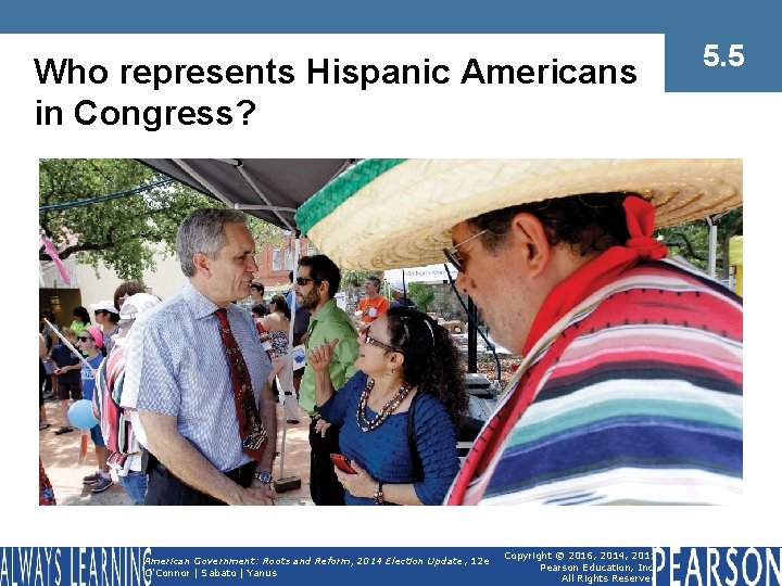 Who represents Hispanic Americans in Congress? American Government: Roots and Reform, 2014 Election Update