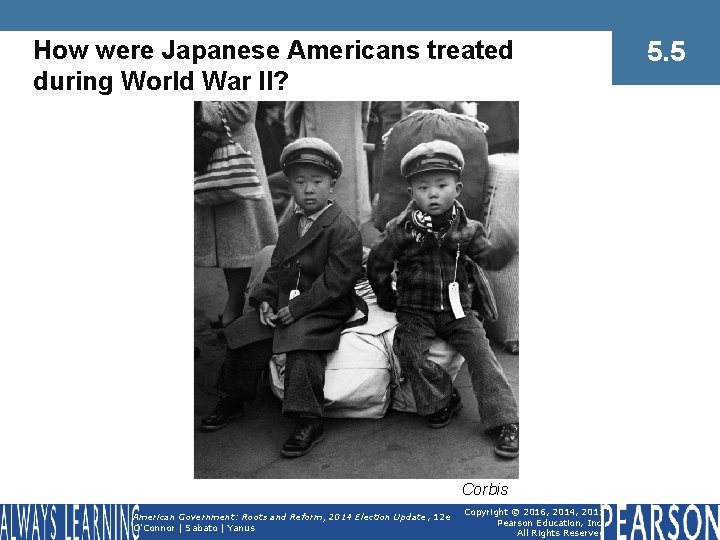 How were Japanese Americans treated during World War II? Corbis American Government: Roots and