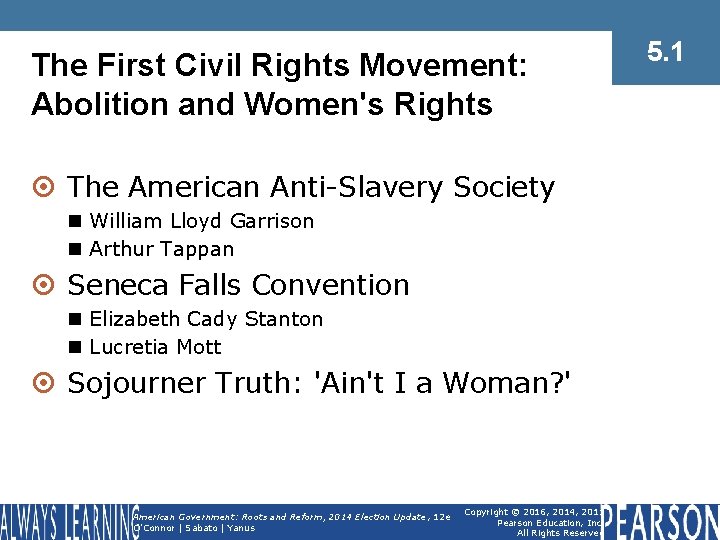 The First Civil Rights Movement: Abolition and Women's Rights ¤ The American Anti-Slavery Society