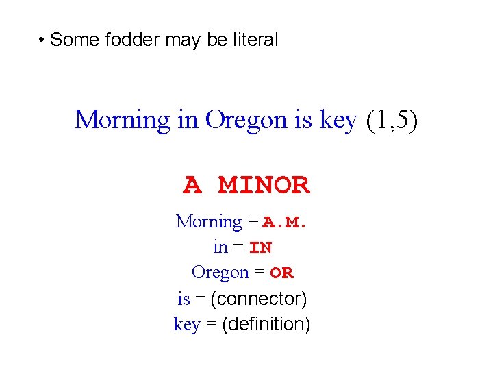  • Some fodder may be literal Morning in Oregon is key (1, 5)