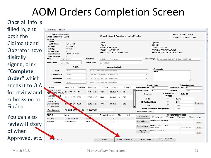 AOM Orders Completion Screen Once all info is filled in, and both the Claimant