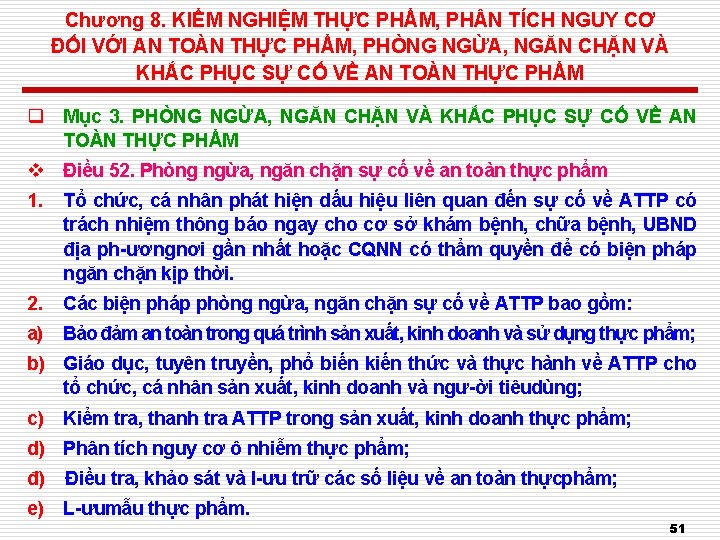 Chương 8. KIỂM NGHIỆM THỰC PHẨM, PH N TÍCH NGUY CƠ ĐỐI VỚI AN