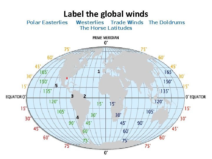 Label the global winds Polar Easterlies Westerlies Trade Winds The Horse Latitudes 1 5 Label the global winds Polar Easterlies Westerlies Trade Winds The Horse Latitudes 1 5