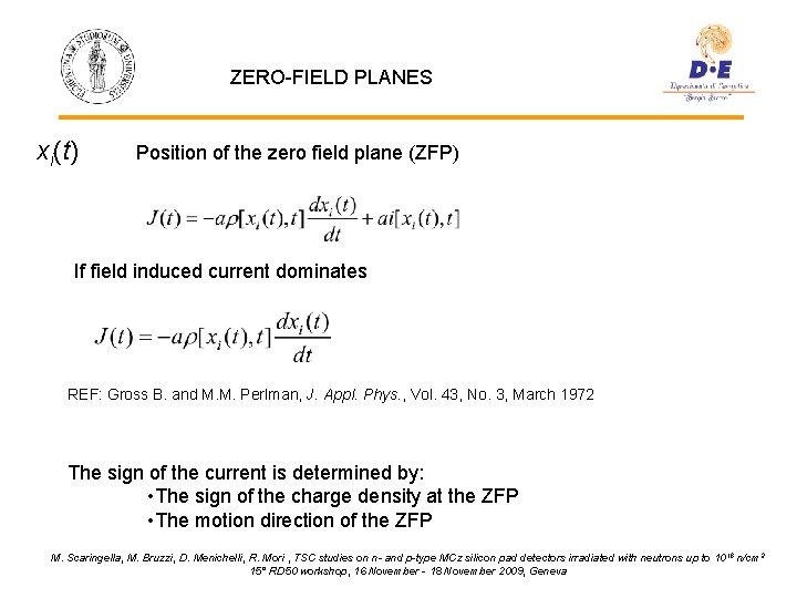 ZERO-FIELD PLANES xi(t) Position of the zero field plane (ZFP) If field induced current