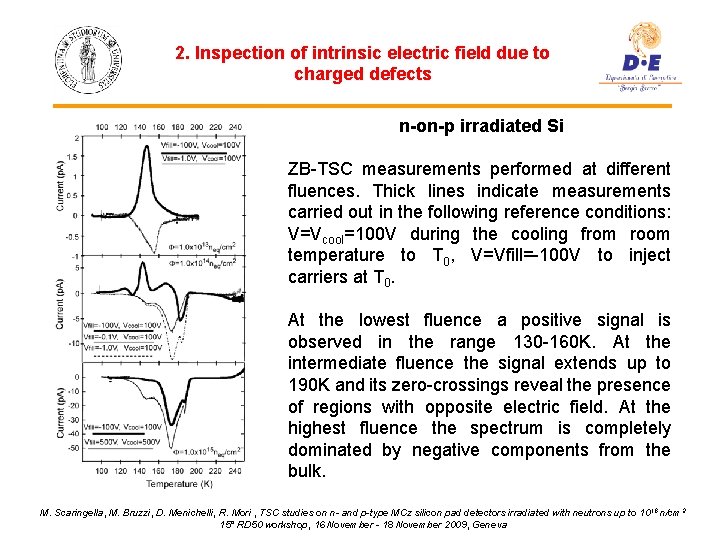 2. Inspection of intrinsic electric field due to charged defects n-on-p irradiated Si ZB-TSC