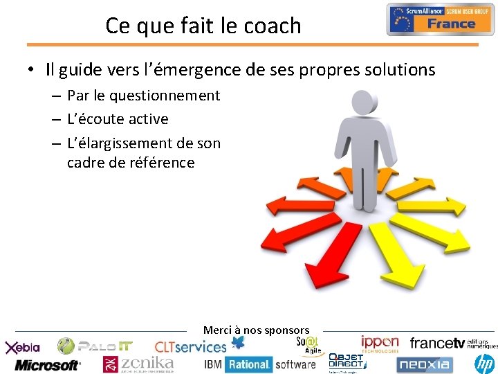 Ce que fait le coach • Il guide vers l’émergence de ses propres solutions