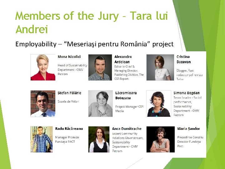 Members of the Jury – Tara lui Andrei Employability – “Meseriaşi pentru România” project