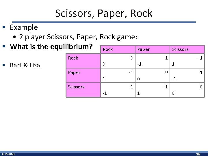 Scissors, Paper, Rock § Example: • 2 player Scissors, Paper, Rock game: § What