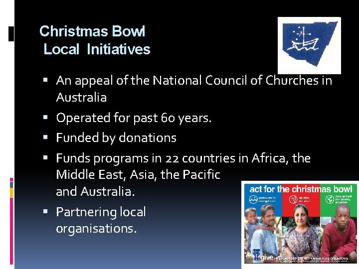 Christmas Bowl Local Initiatives An appeal of the National Council of Churches in Australia