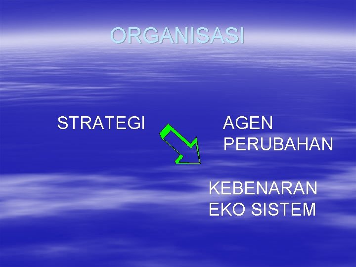 ORGANISASI STRATEGI AGEN PERUBAHAN KEBENARAN EKO SISTEM 