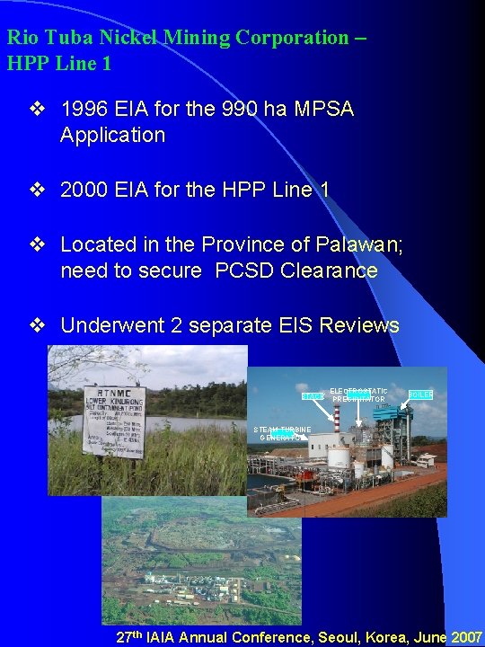 Rio Tuba Nickel Mining Corporation – HPP Line 1 v 1996 EIA for the