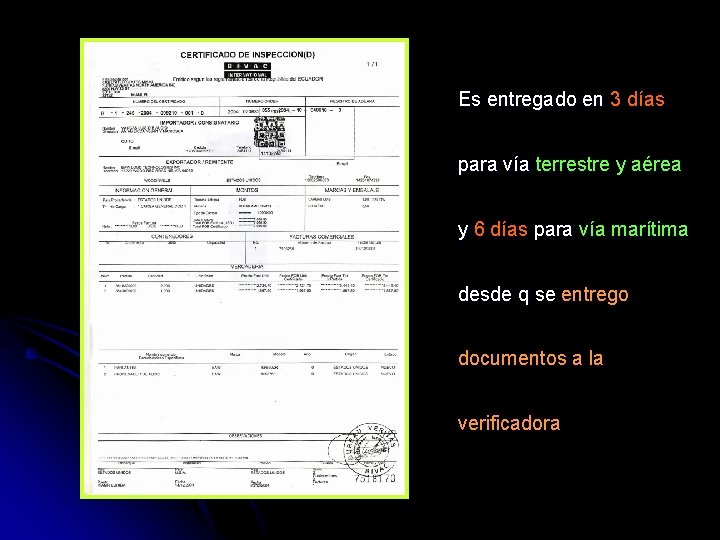 Es entregado en 3 días para vía terrestre y aérea y 6 días para